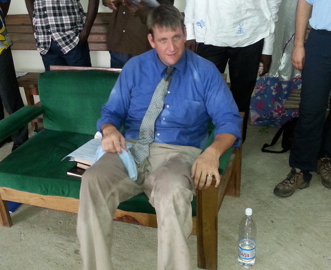 A little wet after preaching in the Ivory Coast.